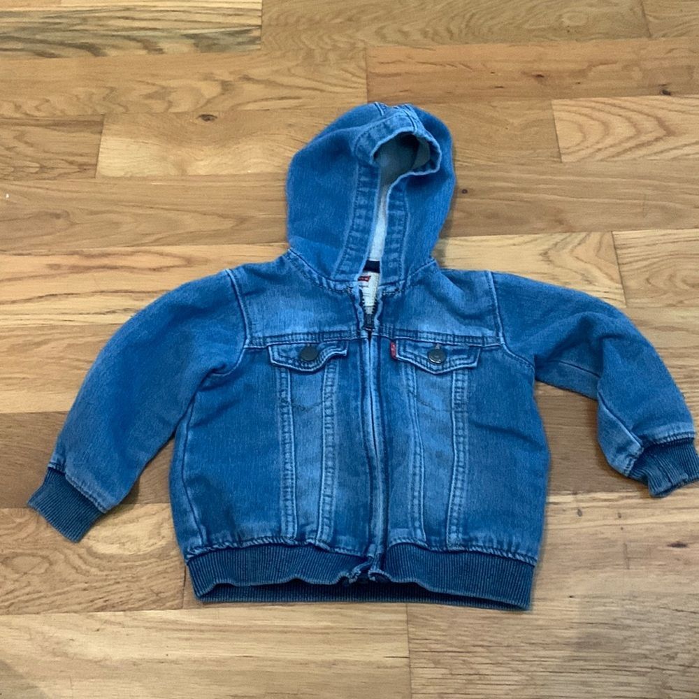 Levi’s Baby Boys Knit-Denim Zip Hoodie Jacket 18M Blue